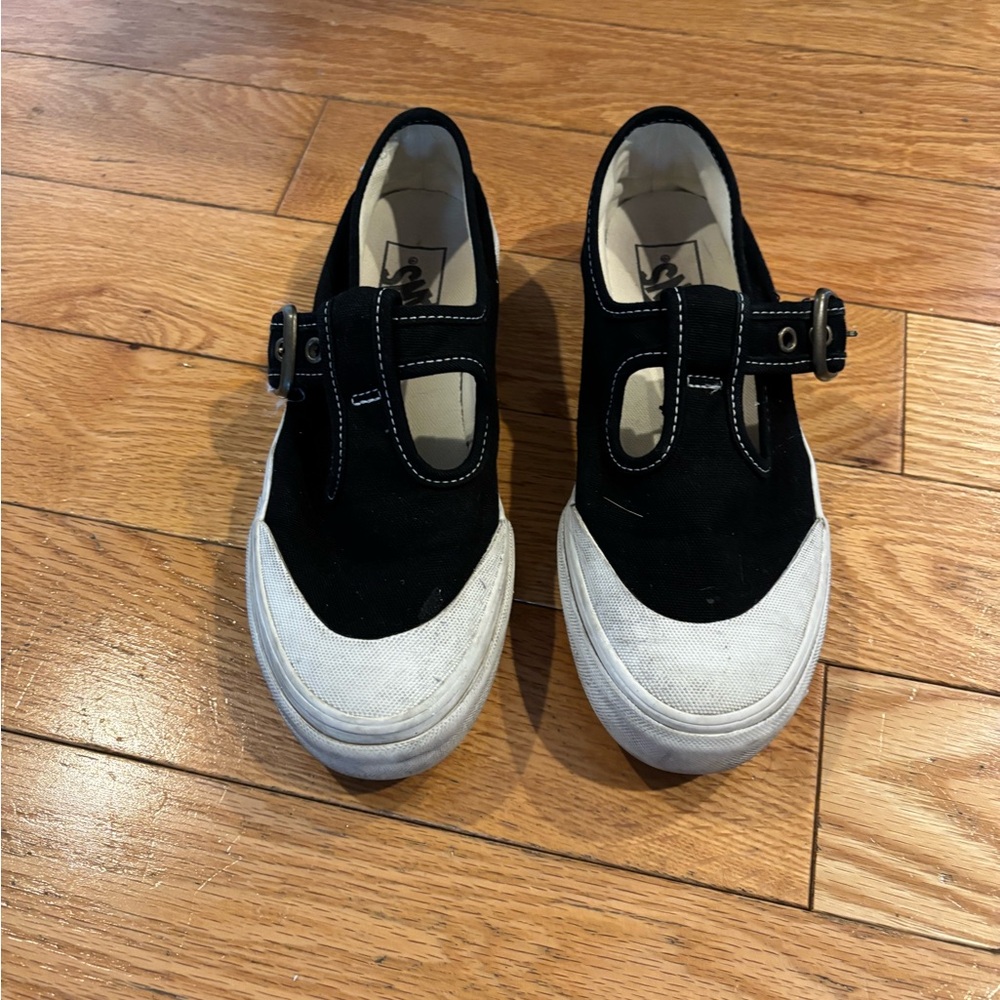 Vans Black and White Buckle Sneakers